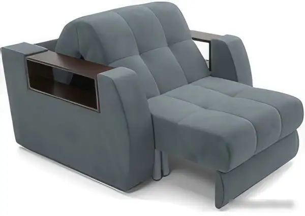 Кресло-кровать Мебель-АРС Барон №3 (велюр, серо-синий HB-178 26)