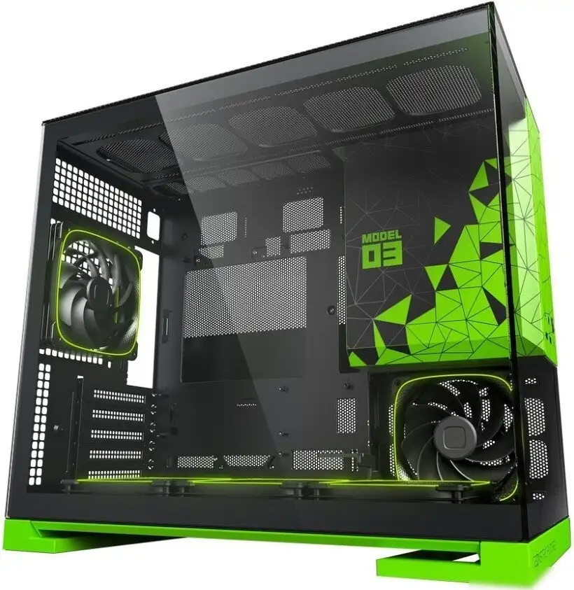 Корпус Geometric Future Model 3 5FAN (черный/зеленый) – фото товара