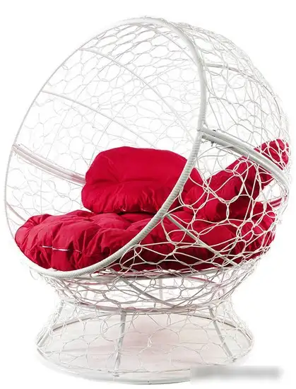 Кресло M-Group Апельсин 11520106 (белый ротанг/красная подушка) – фото товара