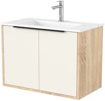 Дабер Тумба под умывальник 018 WeltWasser Deilbach 7517-70 Т18.7W.0.18Ч (бежевый/дуб бардолино/ручка черная) – изображение в каталоге