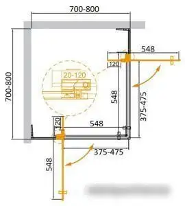 Душевой уголок Cezares SLIDER-A-2-70/80-GRIGIO-NERO - фото товара