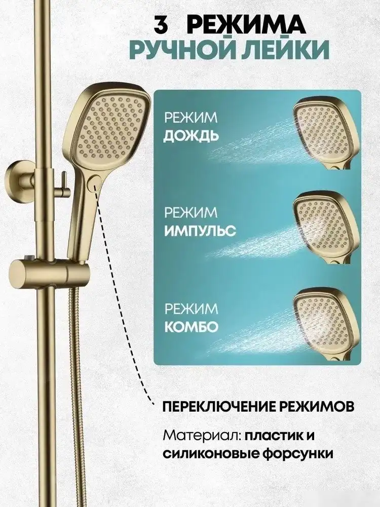 Душевая система Grocenberg GB7011 (золото матовый) - фото товара