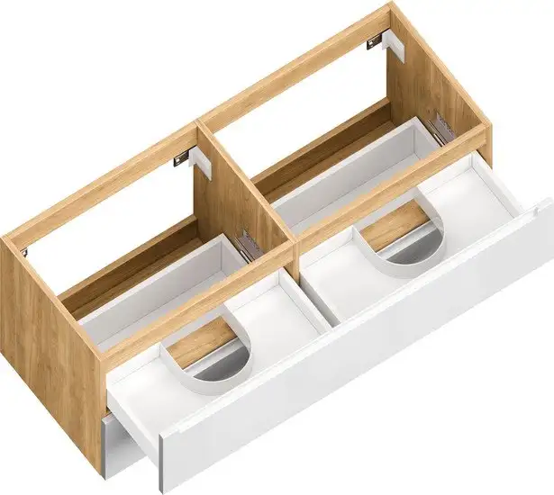 ЗОВ Тумба под умывальник Дион 120 D120LHO0M9003GKV5 (белый глянцевый/дуб) – фото товара