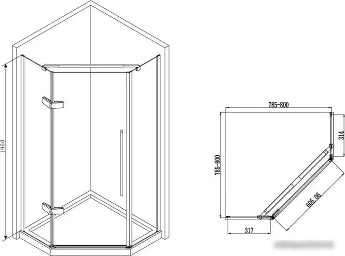 Душевой уголок Abber Ewiges Wasser AG05080 - фото товара