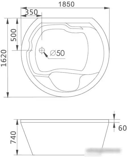 Ванна Gemy G9053 K 185x162 - фото товара