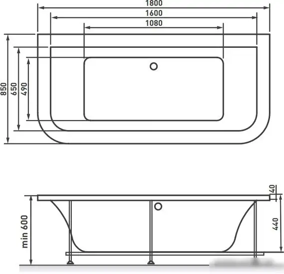 Ванна Vayer Options BTW 180x85 - фото товара