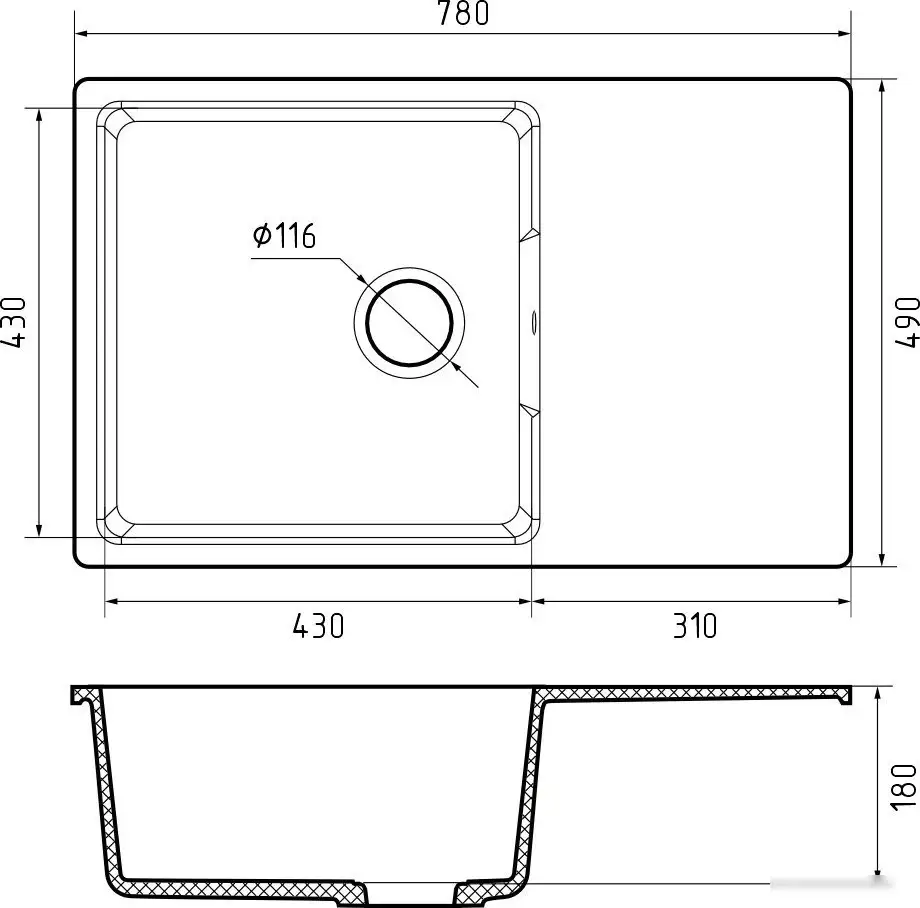 Кухонная мойка GranFest Urban GF-Urban 678L (темно-серый) - фото товара