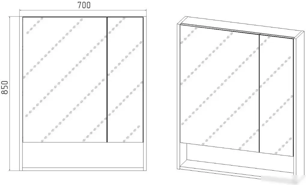 Viant Шкаф с зеркалом Мальта 70 VMAL70-ZSH – фото товара