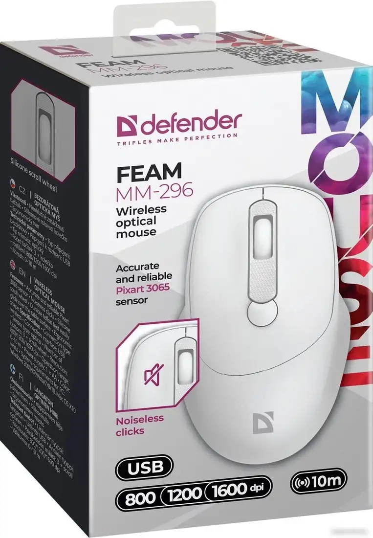 Мышь Defender Feam MM-296 (белый) – фото товара