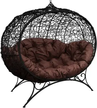 Садовый диван M-Group Улей на ножках 11220405 (черный ротанг/коричневая подушка) – изображение в каталоге