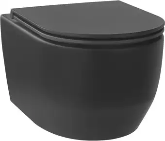 Унитаз подвесной Wellsee Croquis RimFree 182613001 (чаша, пневмокрышка, матовый черный) - изображение в каталоге