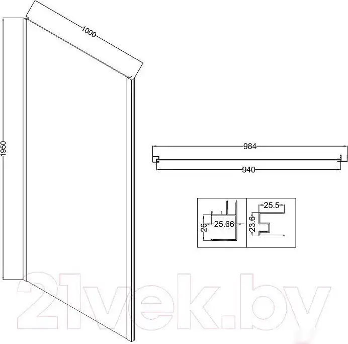 Душевая стенка Niagara Nova NG-A100SG-34 100х195 - фото товара