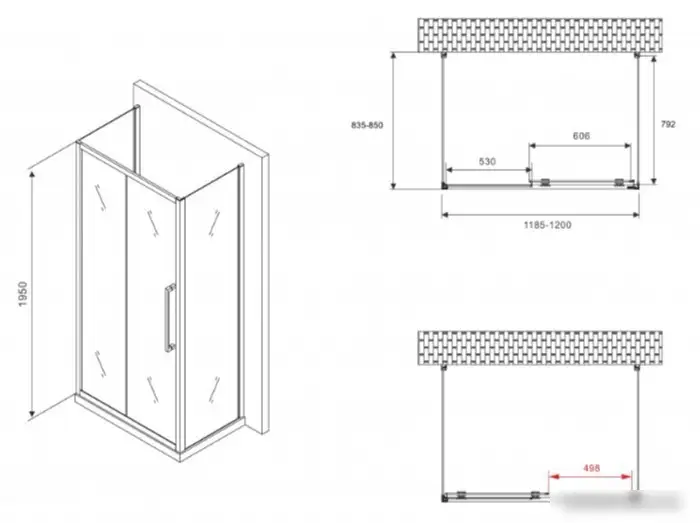 Душевой уголок Abber Schwarzer Diamant AG30120BH-S85B-S85B - фото товара