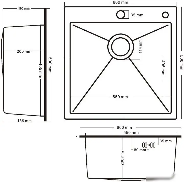 Кухонная мойка Schtoff Best Decor Silver 6050 + коландер KR-1 GREY + дозатор SD-1 SILVER - фото товара