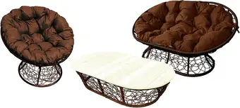 Набор садовой мебели M-Group Мамасан, Папасан, стол 12140205 (коричневый ротанг/коричневая подушка) – изображение в каталоге