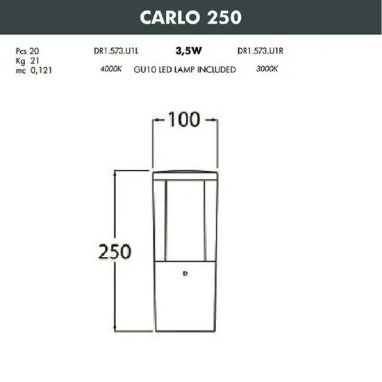 Садовый светильник Fumagalli Carlo DR1.573.000.LXU1L – фото товара