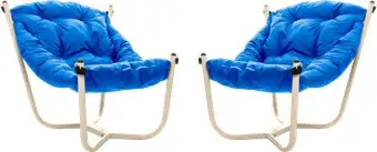 Кресло M-Group Чил 29360510 (2 шт, бежевый/синяя подушка) – изображение в каталоге
