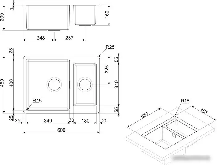 Кухонная мойка Smeg VSTR4018-2 - фото товара