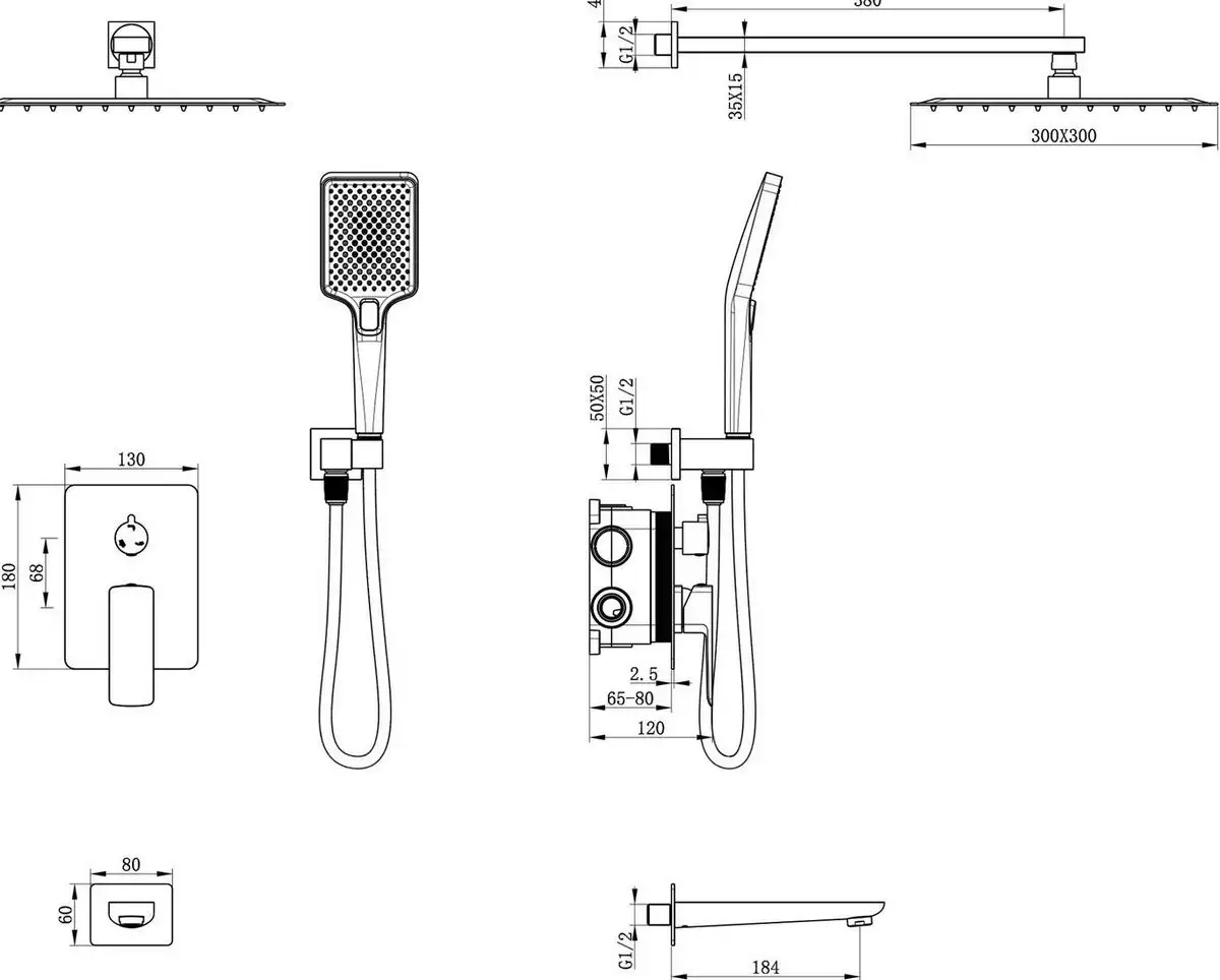 Душевая система Oliveeka OL-88939003-MB - фото товара