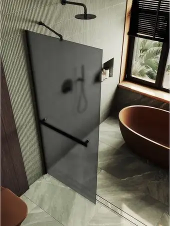 Душевая стенка MaybahGlass 89x195 MGD-736-6ш (графитовое матовое стекло/черный) - изображение в каталоге