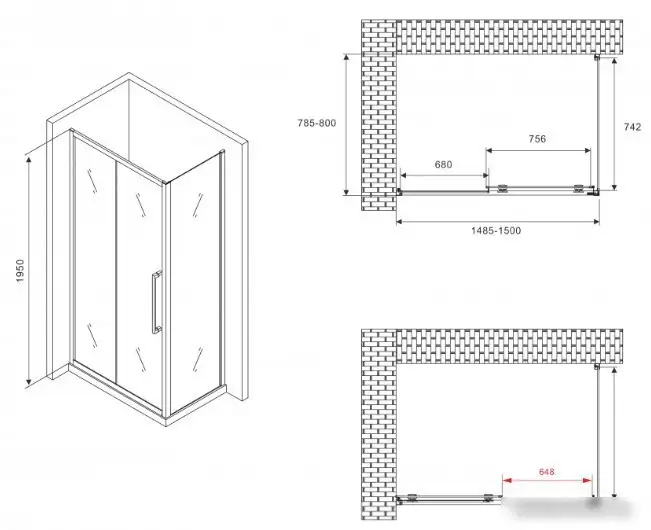 Душевой уголок Abber Schwarzer Diamant AG30150MH-S80M - фото товара