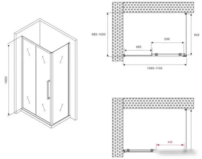 Душевой уголок Abber Schwarzer Diamant AG30110H-S100 - фото товара