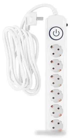 Сетевой фильтр IPPON BK-6-EU-3-10-W (3м, 6 розеток, белый) – фото товара