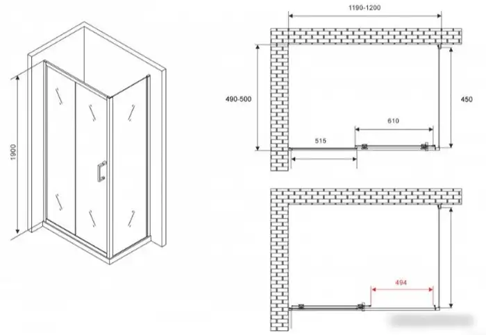 Душевой уголок Abber Schwarzer Diamant AG30120B5-S50B5 - фото товара
