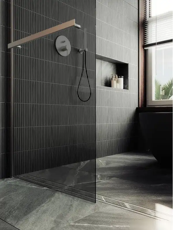Душевая стенка MaybahGlass 89x195 MGD-735-5ш (графитовое стекло/хром матовый) - фото товара