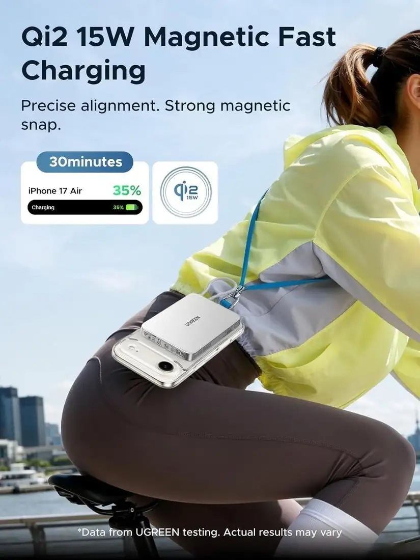 Внешний аккумулятор Ugreen Magflow Air Qi2 15W PB570 75983B 10000mAh (белый) – фото товара
