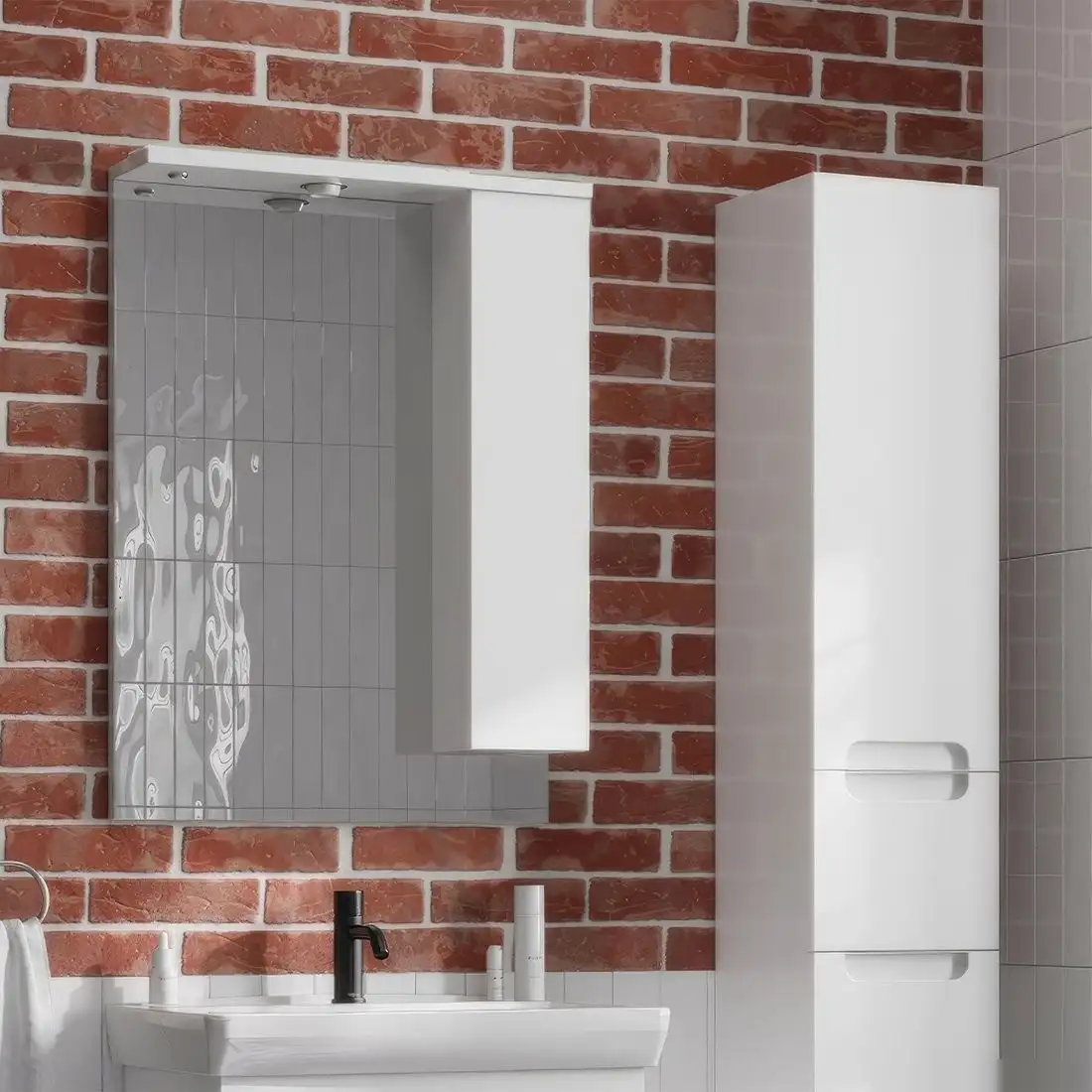 Belux Шкаф с зеркалом Мадейра В 65 Ш (1, белый глянцевый) – фото товара