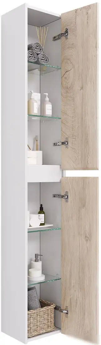 Dreja Шкаф-пенал Slim 30 99.0504 (белый глянцевый/дуб кантри) – фото товара