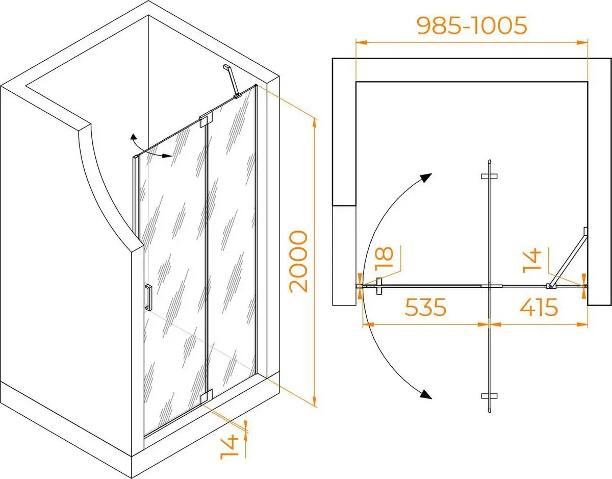 Душевая дверь RGW HO-014B 350601410-24 - фото товара