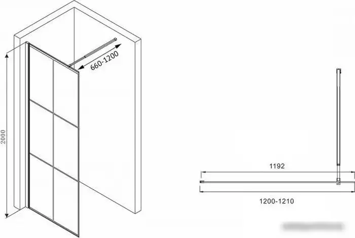 Душевая стенка Abber Immer Offen AG62120B - фото товара