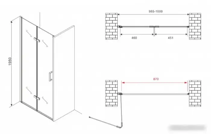 Душевая дверь Abber Zart AG08100P - фото товара