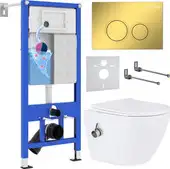 Унитаз подвесной Roxen Antares bidet в комплекте с инсталляцией StounFix Dual Fresh 6 в 1 968097 (кнопка: золото глянцевое ) - изображение в каталоге