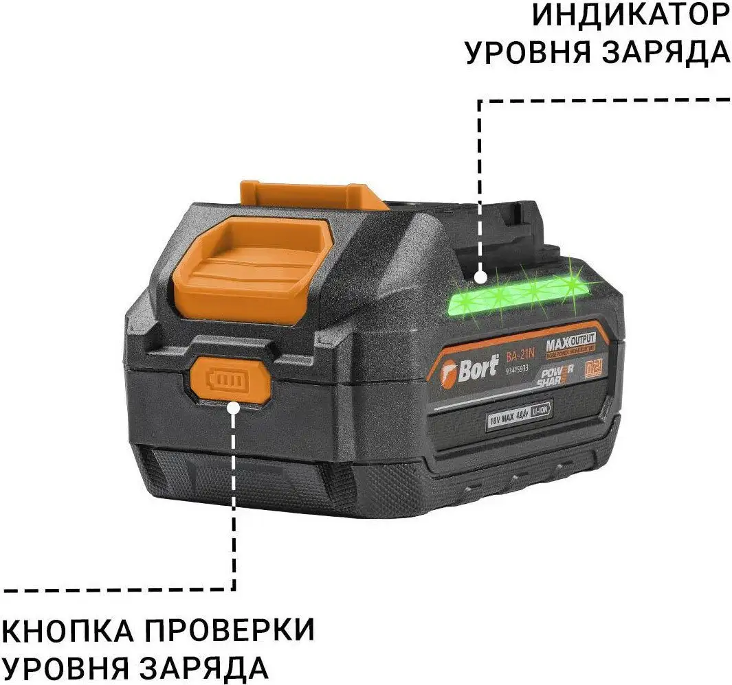 Аккумулятор для инструмента Bort BA-21N 93415933 (18В/4 Ah) – фото товара