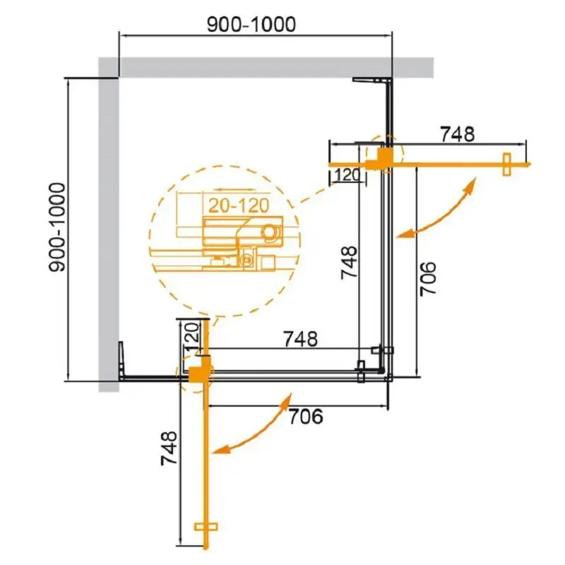 Душевой уголок Cezares Slider-A-2-90/100-C-GM - фото товара