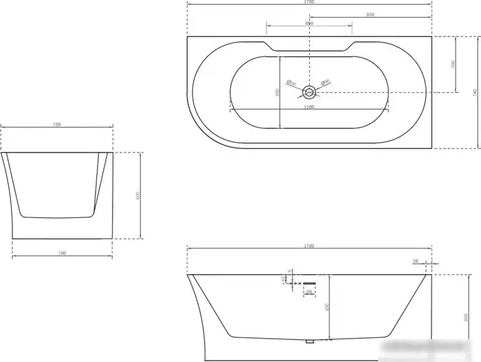 Ванна Abber 170x78 AB9335-1.7 R - фото товара