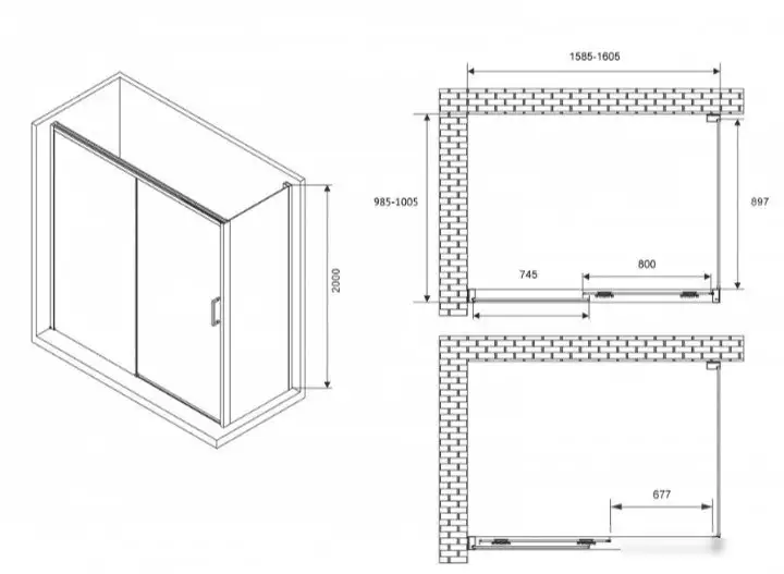 Душевой уголок Abber Komfort AG93160B-S102B - фото товара