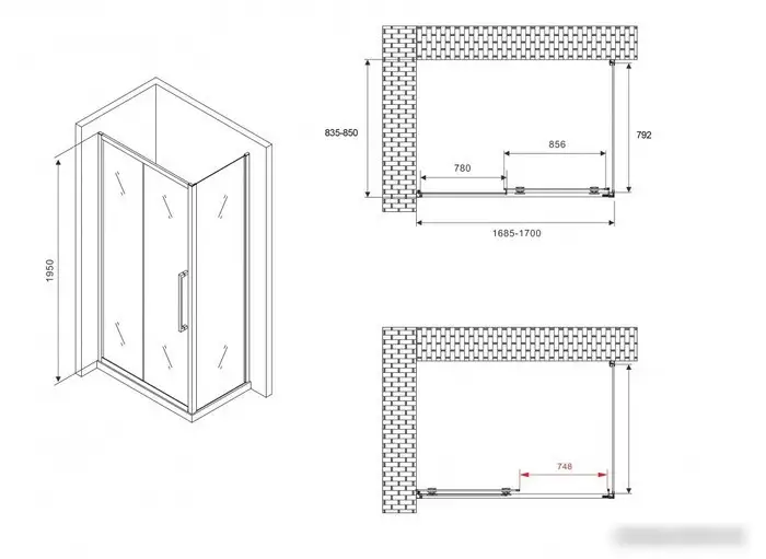 Душевой уголок Abber Schwarzer Diamant AG30170MH-S85M - фото товара