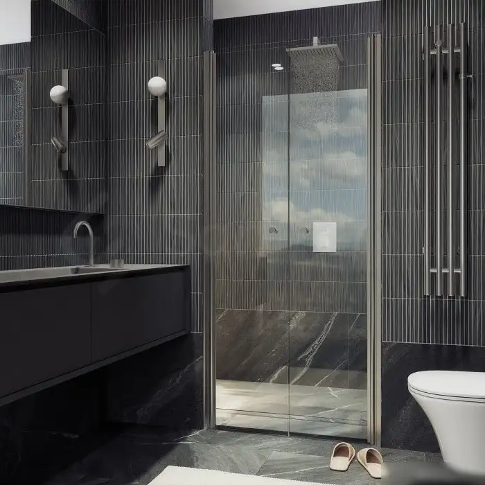 Душевая дверь MaybahGlass 198x80 MGD-422-5 (прозрачное стекло/хром матовый) - фото товара