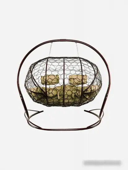 Подвесной диван M-Group Лежебока 11180201 (с коричневым ротангом/бежевая подушка) – фото товара