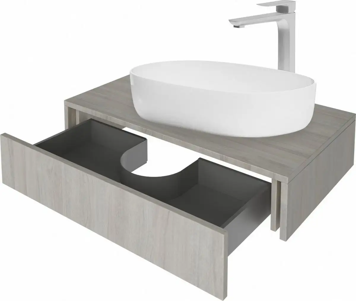 ЗОВ Тумба под умывальник Токио Премиум 100 TP100ELSPTOC2 (вяз либерти серебряный) – фото товара