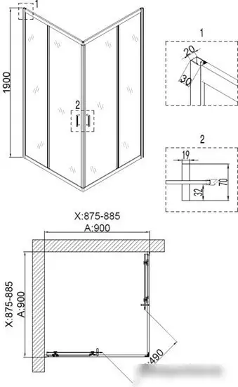 Душевой уголок Niagara Nova NG-6808-08 BLACK 90x90 - фото товара