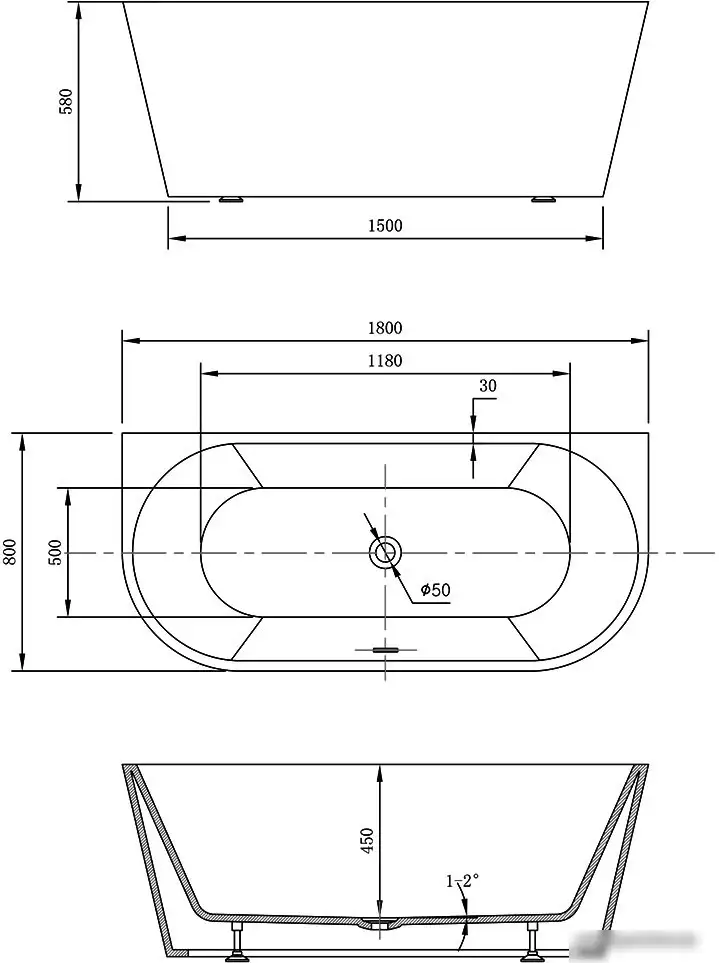 Ванна Vincea VBT-421-1800 180x80 - фото товара