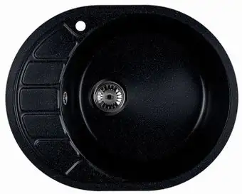 Кухонная мойка Marblan Ovata R (черный,с сифоном) - изображение в каталоге