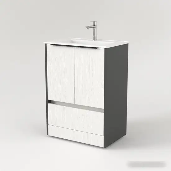 Дабер Тумба под умывальник 017 70 Т17.7.0.20Ч (белый древесный/серый/ручка черная) – фото товара