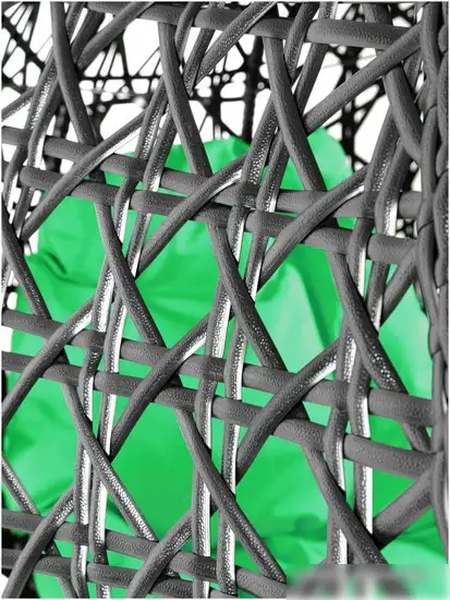 Подвесное кресло M-Group Для двоих Люкс 11510404 (черный ротанг/зеленая подушка) – фото товара