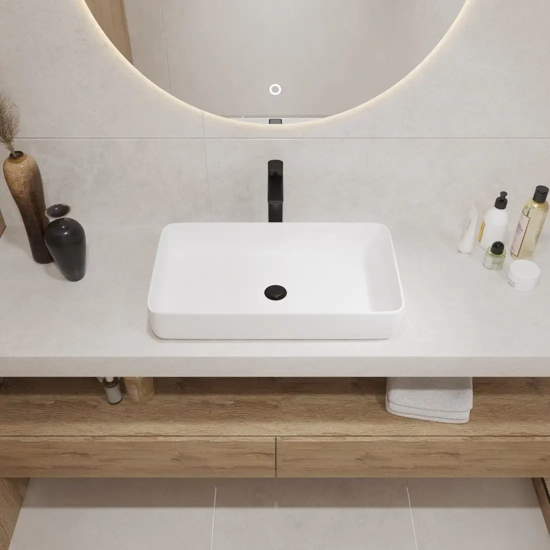 Умывальник Lauter 21487-60 + клапан 21190CH + сифон 21635CH (хром) - фото товара